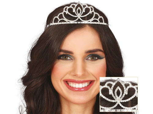 Metalowa tiara diadem srebrny - 1 szt.