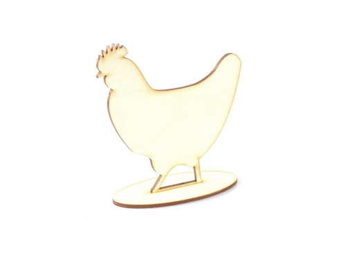Drewniana kura na podstawce - 15 cm - 1 szt.