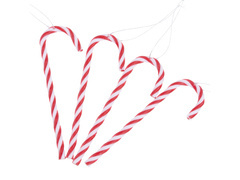 Zawieszki choinkowe Laska cukrowa czerwona - 4 szt.