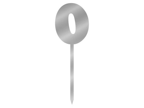 Topper z lustrzanej pleksi srebrny na tort 0 - 12 cm