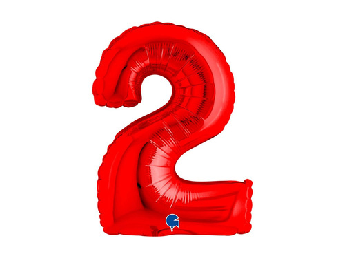 Balon foliowy cyfra 2 czerwony - 14" - 1 szt.