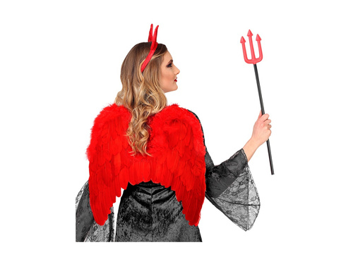 Czerwone skrzydła z piór z obszyciem z marabutów 46×48 cm