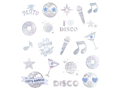 Tatuaże zmywalne Silver Disco - 21 szt.