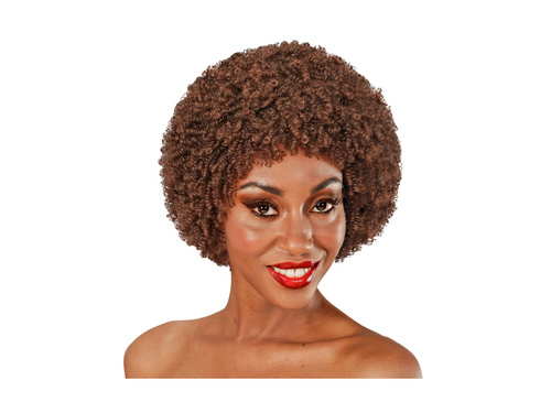 Brązowa peruka afro disco z lat 70.