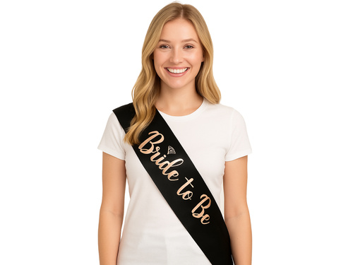 Czarna szarfa z napisem Bride to Be - 1 szt.