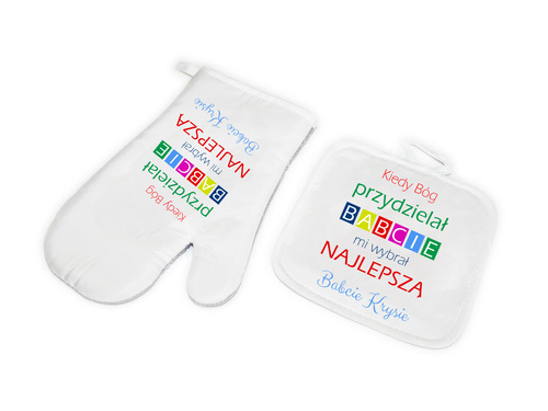 Zestaw kuchenny personalizowany Rękawica i Łapka na dzień babci