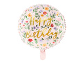 Balon foliowy w kwiatki Happy Birthday - 45 cm - 1 szt.