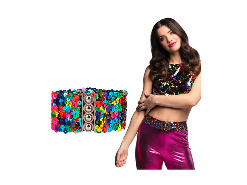 Pasek cekinowy tęczowy elastyczny