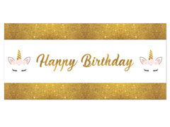 Plakat Happy Birthday Piękny Jednorożec - 70x33 cm