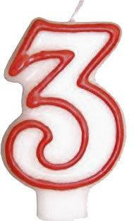 Świeczki cyferki z czerwoną obwódką - 30 - trzydziestka - 2 szt.