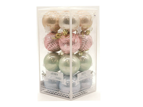 Bombki choinkowe pastelowe - 6 cm - 16 szt.