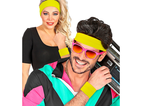 Opaski neonowe żółte Disco lata 80-te - 2 szt.