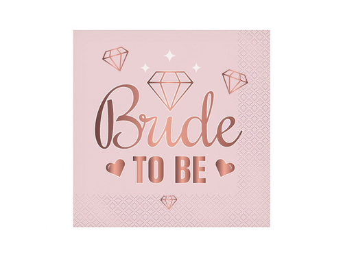 Serwetki różowe z napisem Bride To Be - 33 cm - 20 szt.