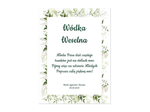 Etykiety personalizowane na butelkę z Wódką Weselną - 9 szt.