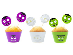 Zestaw dekoracji na babeczki Potworki - 12 szt.