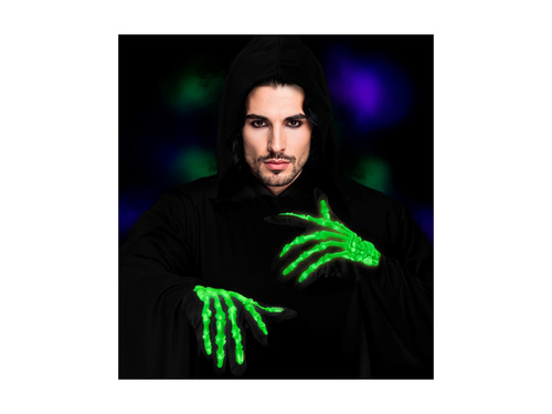 Świecące w ciemności 3D rękawiczki kościotrupa