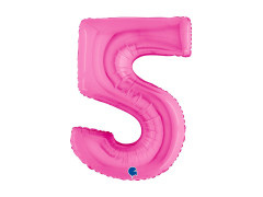 Balon foliowy cyfra 5 fuksjowy - 40" - 1 szt.