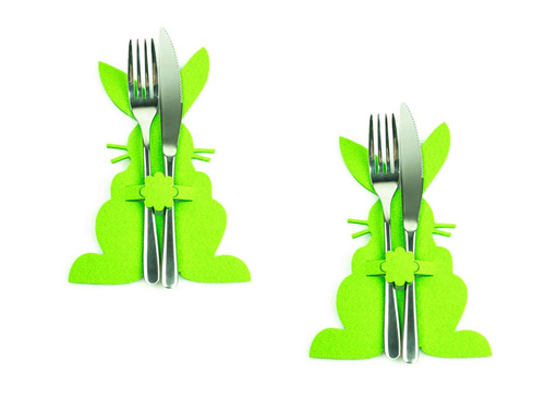 Etui na sztućce z miękkiego filcu - Zajączek Wielkanocny - 2 szt.