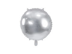 Balon foliowy okrągły srebny - 35 cm - 1 szt.