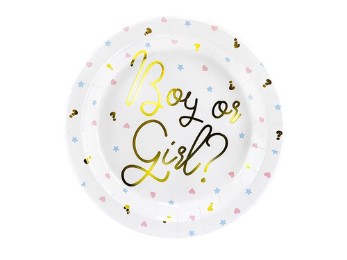 Talerzyki papierowe na Baby Shower Boy or Girl - 23 cm - 6 szt.