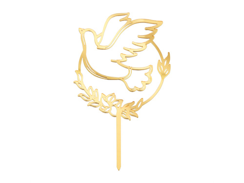 Topper na tort Gołąb złoty  - 1 szt.