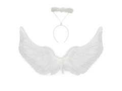 Zestaw skrzydła anioła białe 62 x 38 cm oraz Aureolka