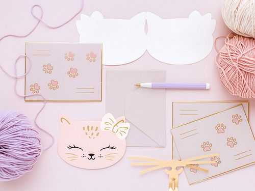 Zaproszenia urodzinowe z kopertami Kotki - 6 szt.