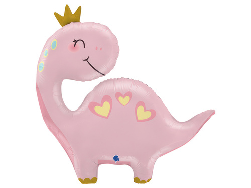 Balon foliowy Różowy Dinozaur - 59x69 cm - 1 szt.