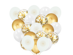 Zestaw balonów biało-złoty IHS - 38 szt.