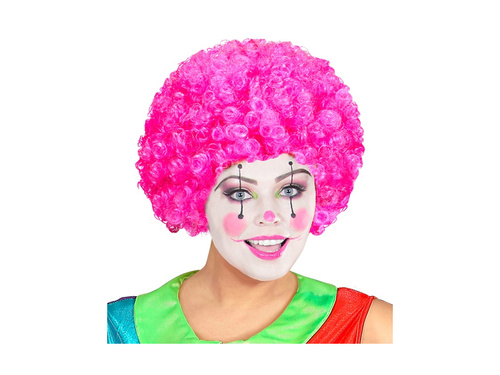 Kręcona peruka klauna różowa włosy afro