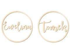 Duże zawieszki obręcze drewniane personalizowane - 44 cm - 2 szt.