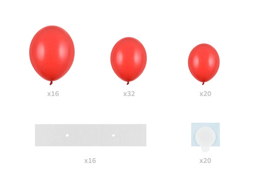 Girlanda balonowa czerwona ze stelażem Serce - 104 elementy