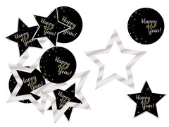Dekoracja dwustronna Happy New Year - 12 szt.