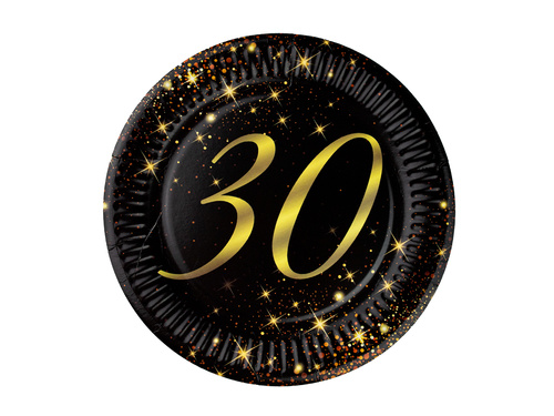 Talerzyki papierowe na 30 urodziny Sparkling- 18 cm - 6 szt.