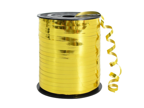 Wstążka ozdobna do balonów - metaliczna - złota - 225 m