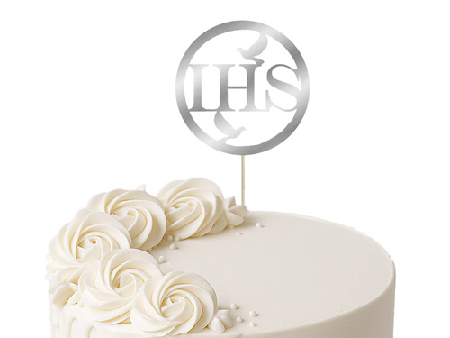Topper na tort IHS I Komunia Święta - 1 szt.