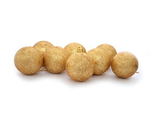 Bombki brokatowe złote - 6 cm - 8 szt.