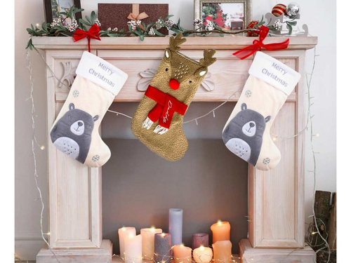 Skarpeta świąteczna z reniferem - 53 cm - 1 szt.