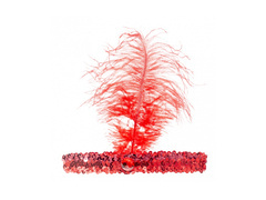 Opaska z piórem Retro czerwona z piórem - 1 szt.