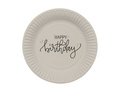 Talerzyki papierowe na urodziny beżowe Happy Birthday - 23 cm - 8 szt.