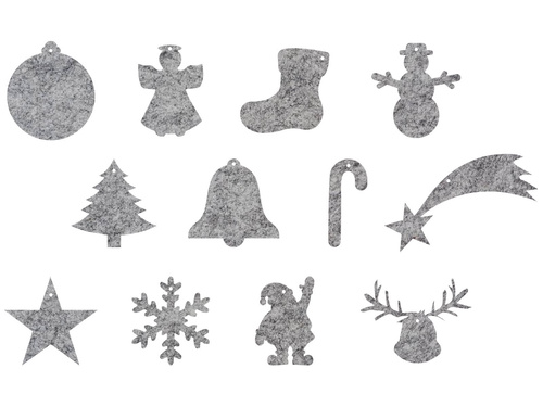 Zestaw zawieszek filcowych na choinkę - 10 cm - 12 szt.