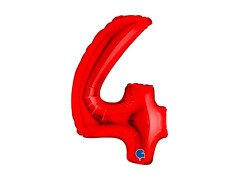 Balon foliowy cyfra 4 czerwony - 14" - 1 szt.