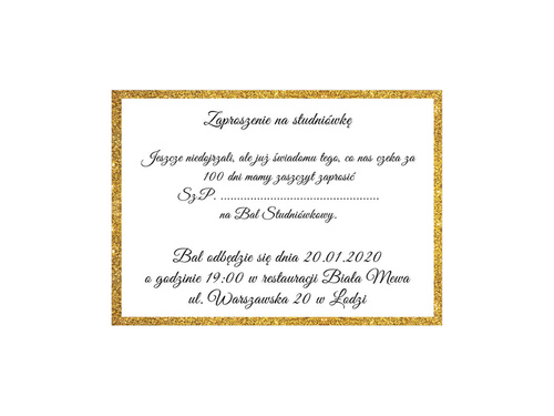 Zaproszenia personalizowane z kopertą na studniówkę - 8 szt.