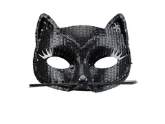 Maska karnawałowa Kot czarny z cekinami - 1 szt.