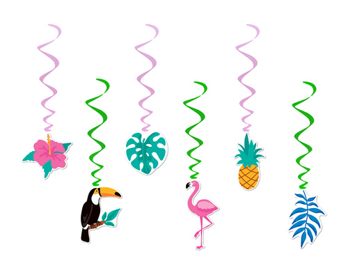 Dekoracja wisząca urodzinowa hawajska Aloha Party - 6 szt.