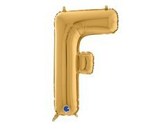 Balon foliowy złota litera F - 66 cm - 1 szt.