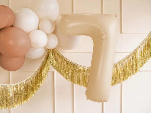 Balon foliowy cyfra 7 beżowa - 72 cm - 1 szt.