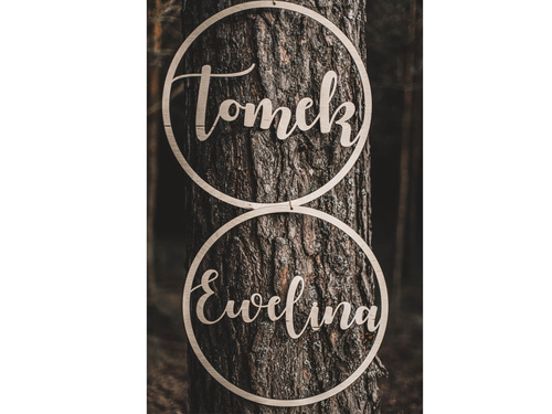 Duże zawieszki obręcze drewniane personalizowane - 44 cm - 2 szt.