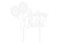 Topper z pleksi biały na tort personalizowany Baloniki - 1 szt.