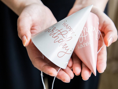 Mini czapeczki urodzinowe Happy Birthday - 6 szt.